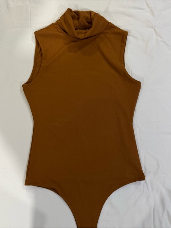 TCEC Tops - TCEC Sleeveless Mock Neck Bodysuit - Rust Brown